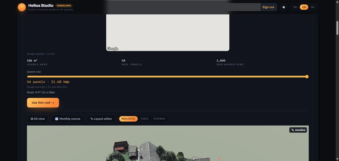 Helios Studio — roof analysis