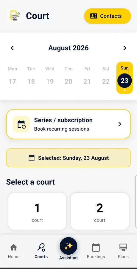 Urban Sport City — court booking